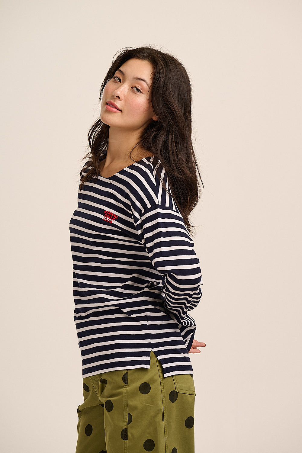 Strong Girls Club Breton T-shirt - Navy