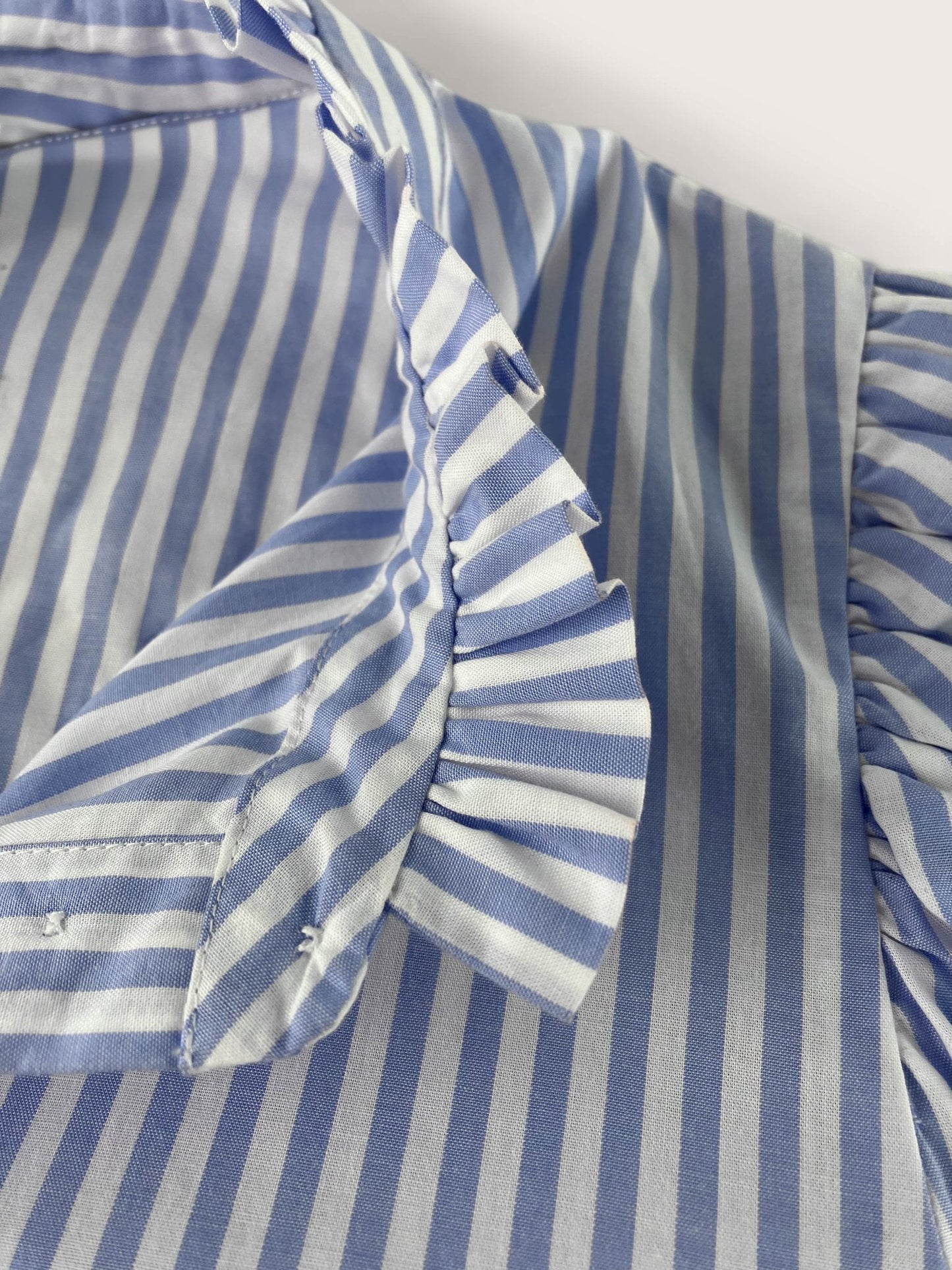 Debbie Organic Cotton Stripe Blouse - Blue & White Stripe