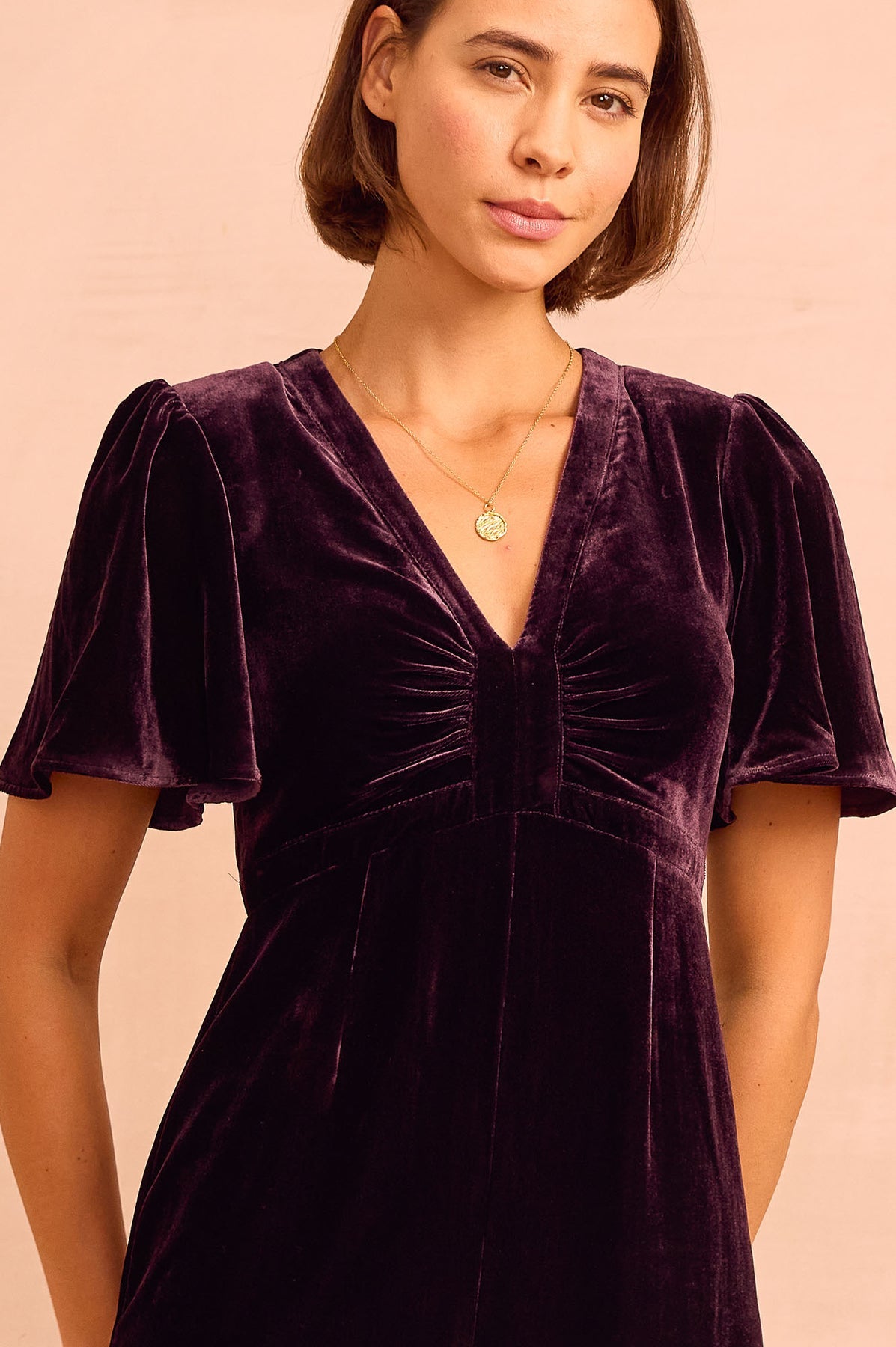 Anais Velvet V-Neck Purple Jumpsuit