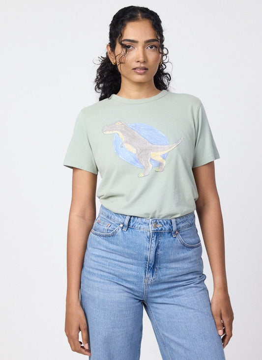 Ducky Tyrannosaurus Rex Print T-Shirt - Sustainable Organic Cotton (Green)