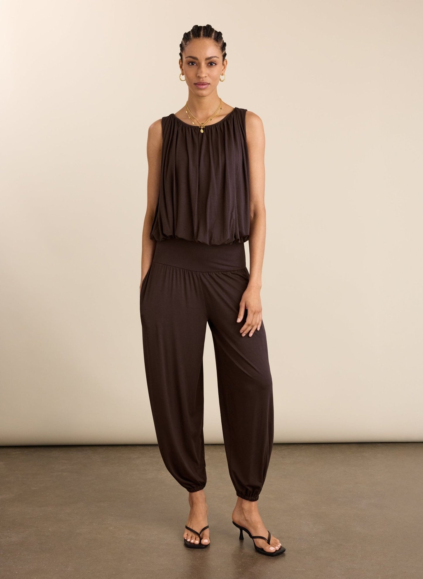 Eddy Bubble Hem Top - Dark Chocolate