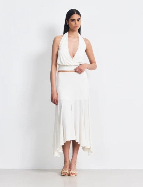 Chalk white halterneck top.
