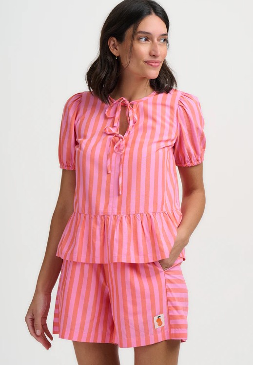 Eliza Shorts - Pink, Tropical Crush Stripe