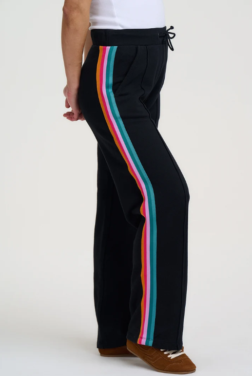 Enya Joggers - Black, Rainbow Trim