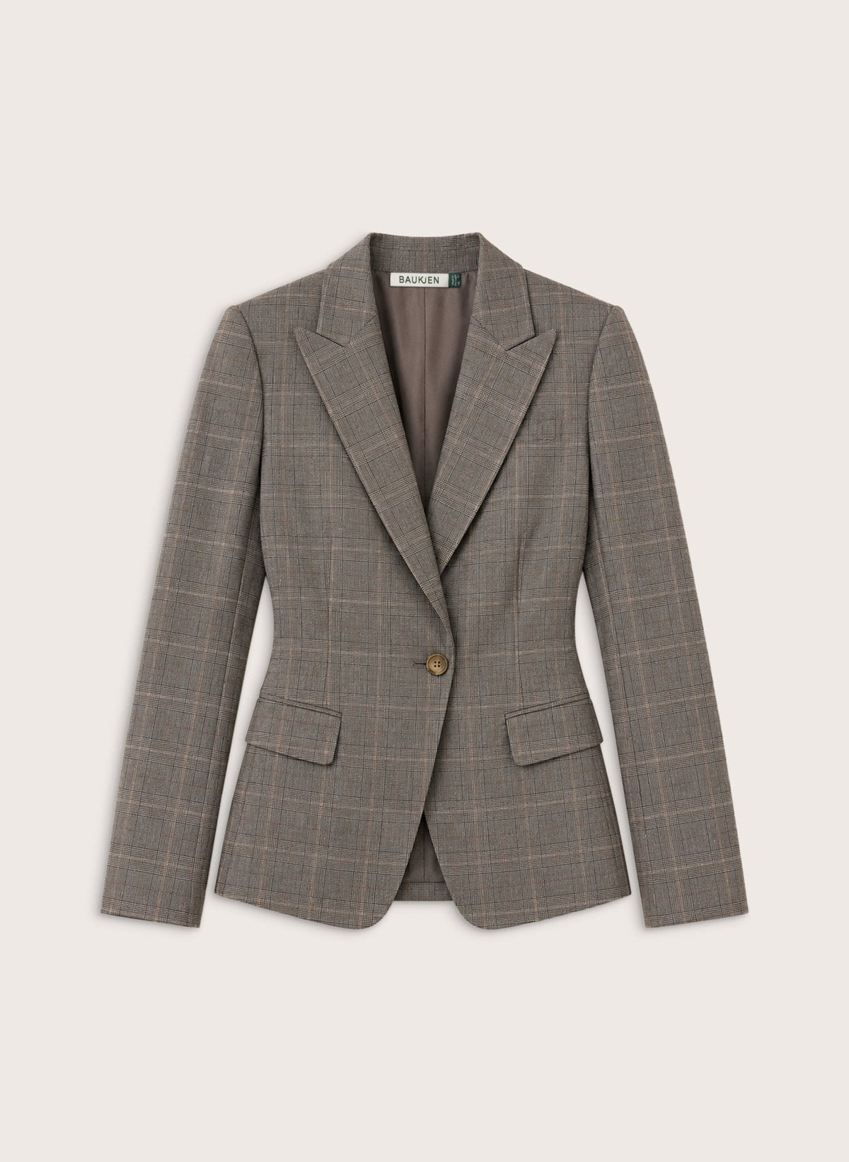 Eva Cinched Waist Wool Blazer - Grey Check