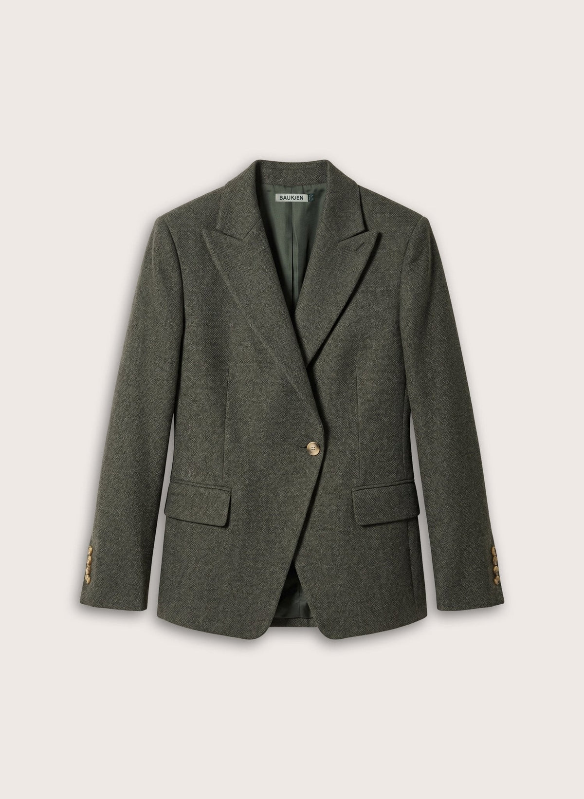 Eva Cinched Waist Wool Blazer - Pale Khaki
