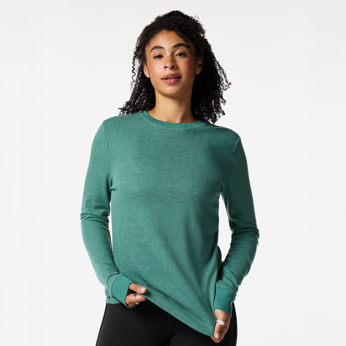 Juniper green activewear baselayer top.
