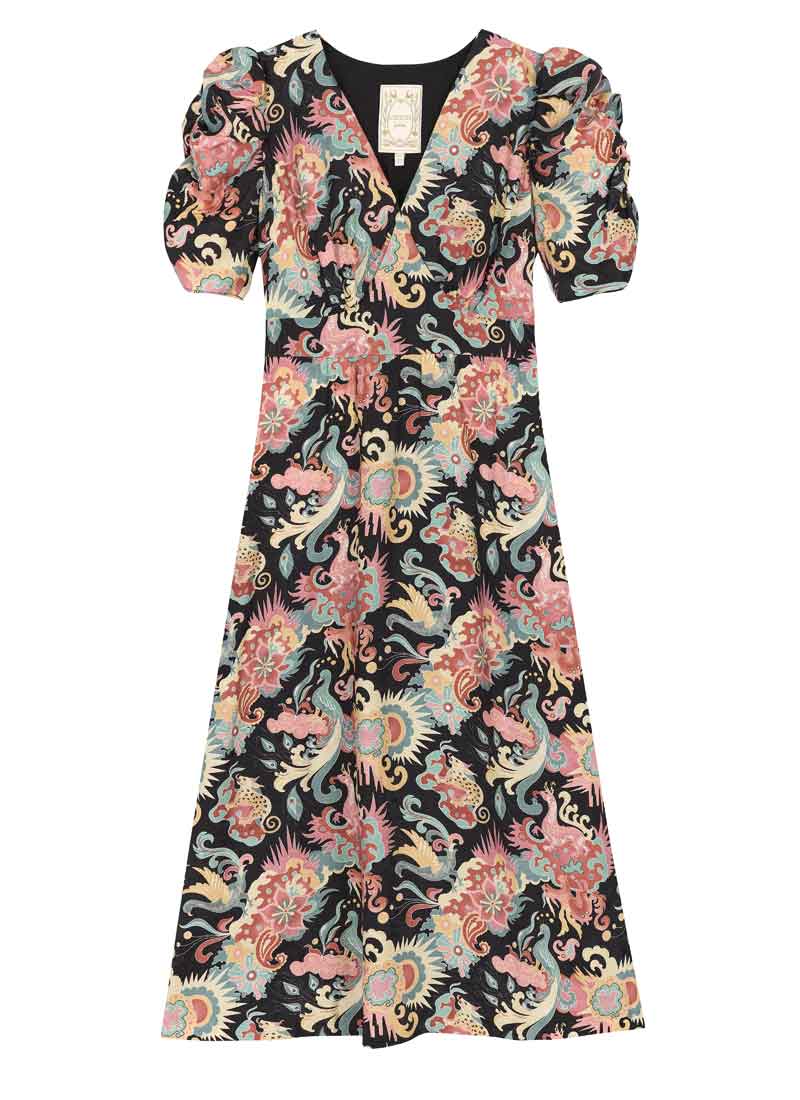 Christina Hendricks X Joanie - Flowering Jasmine Mythical Beasts Print Maxi Dress