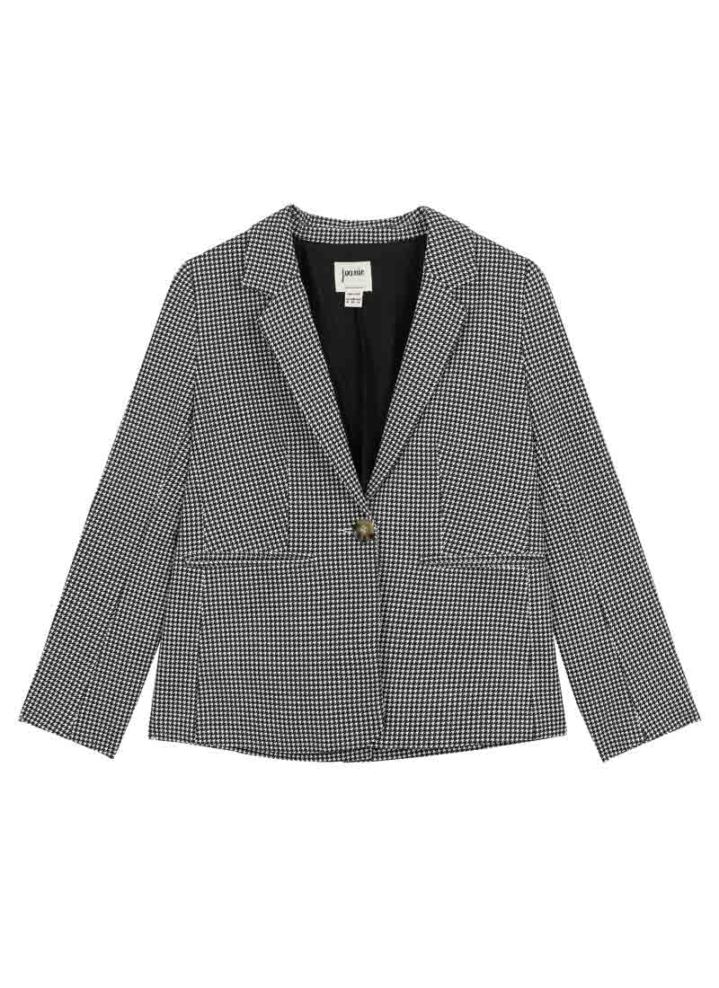 Francis Dogtooth Print Tailored Blazer (Black)