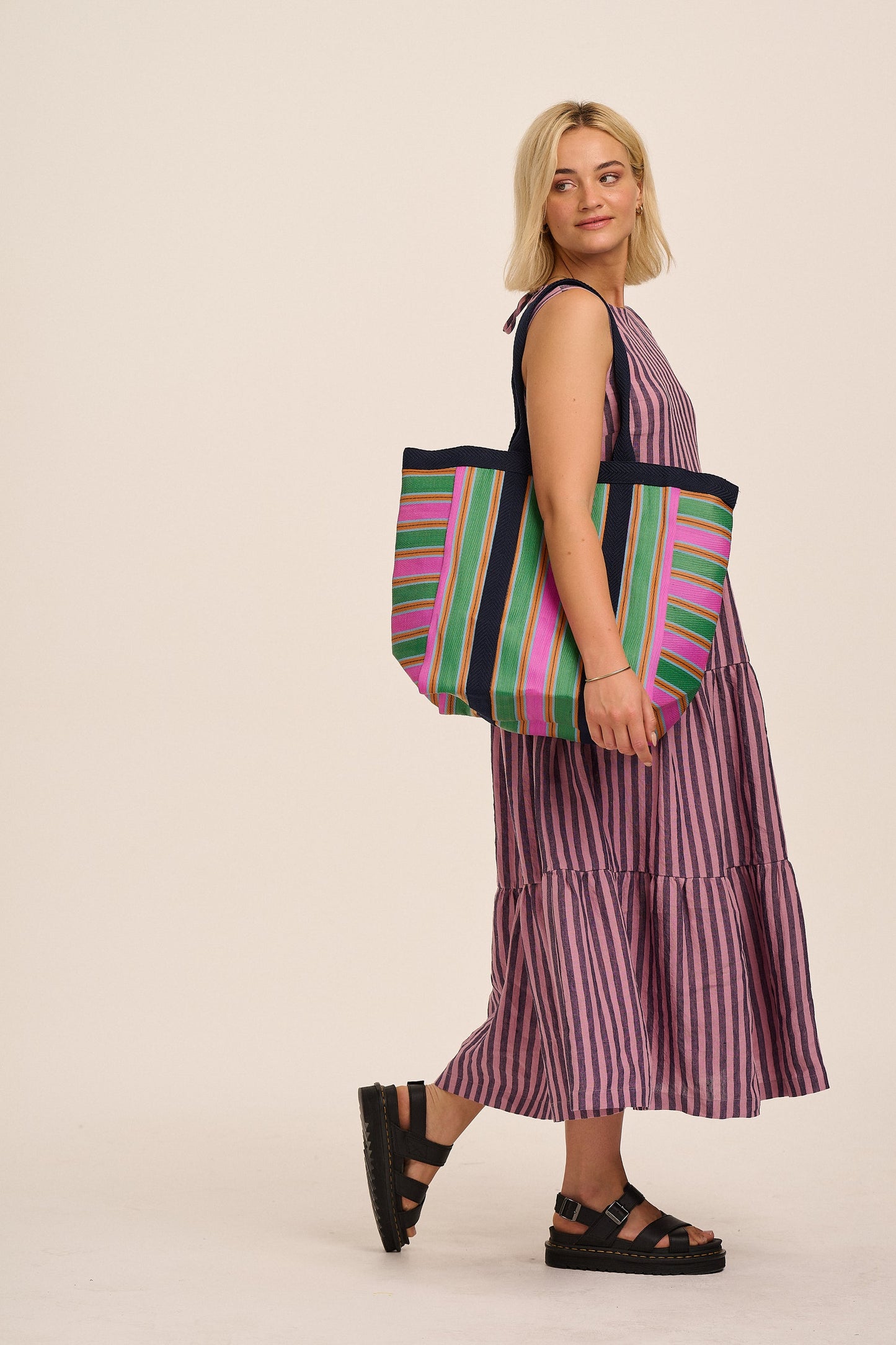 Recycled Nylon Easy Bag - Pink and Green