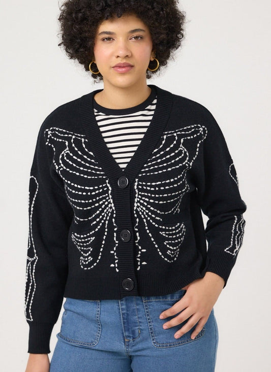 Franklin Skeleton Ribcage Cardigan - (Black)