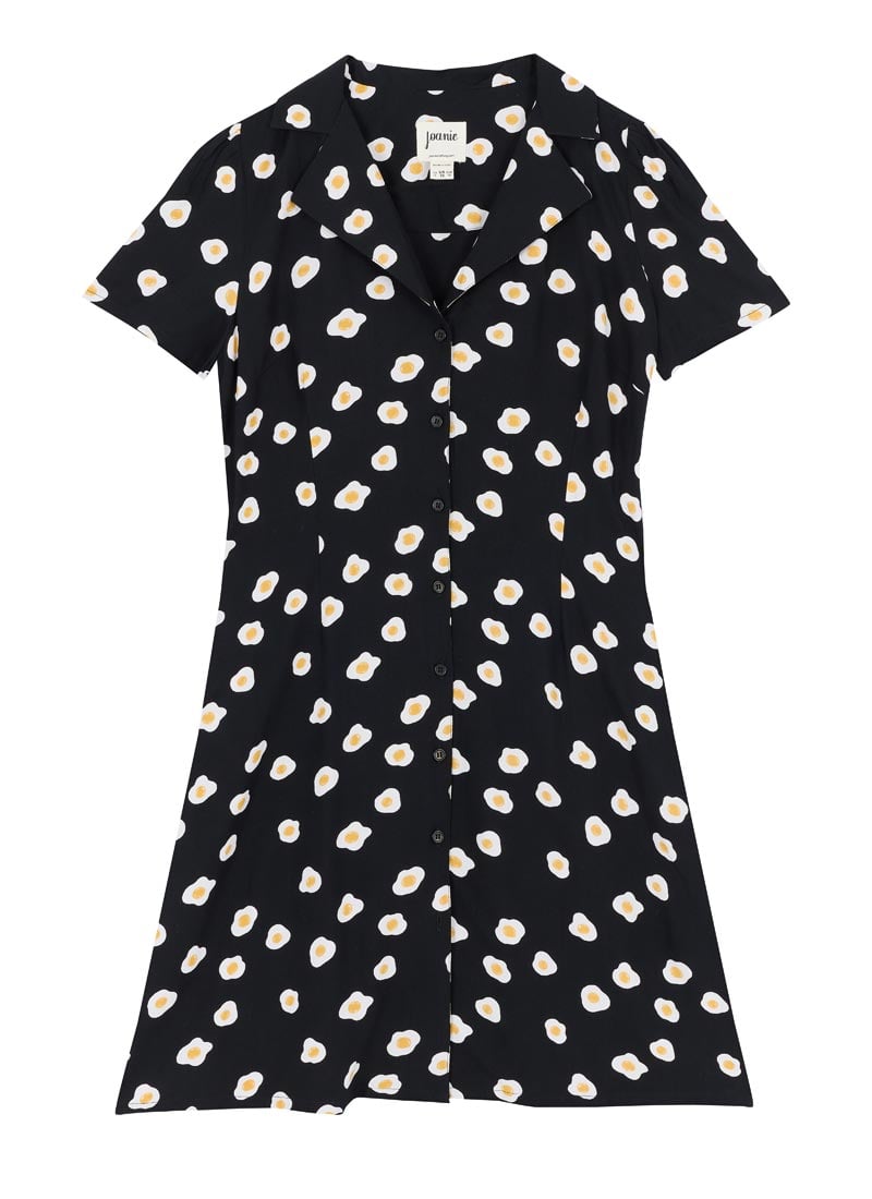Freida Fried Eggs Print Tea Dress (Black)