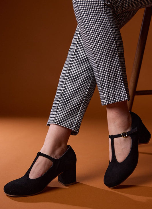 Lille Suede T-Bar Dolly Shoes - Black