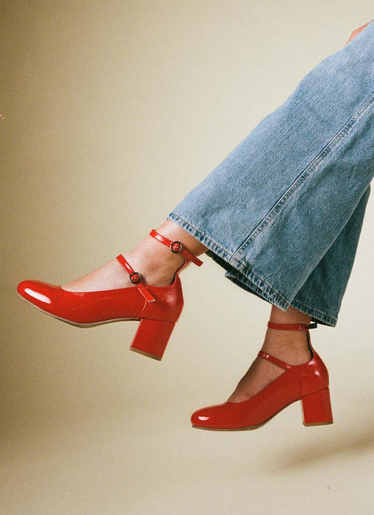 Rouen Patent Leather Mary Jane Shoes - Red