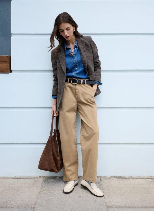 Georgie Oversized Blazer - Brown & Grey Herringbone