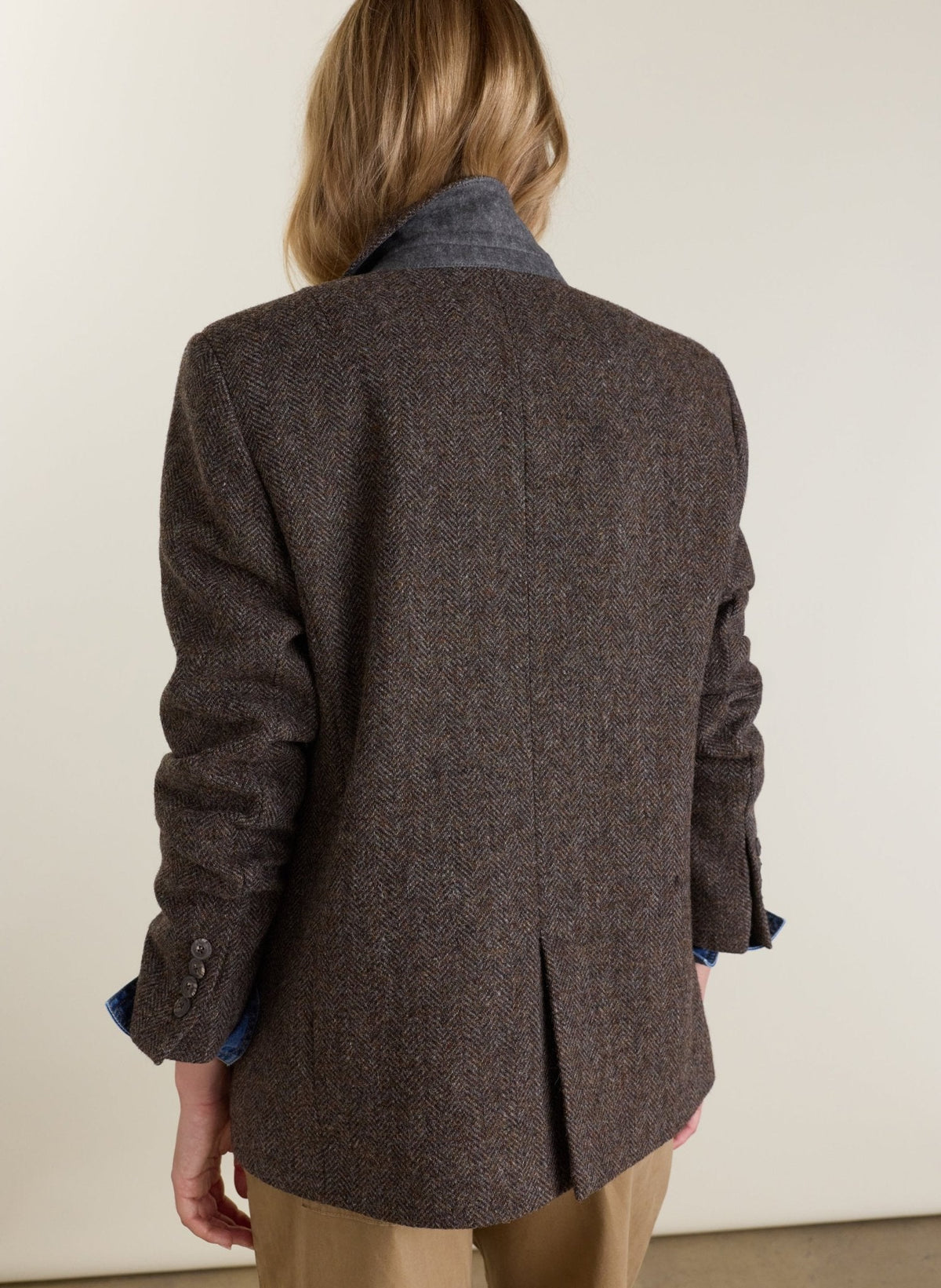 Georgie Oversized Blazer - Brown & Grey Herringbone