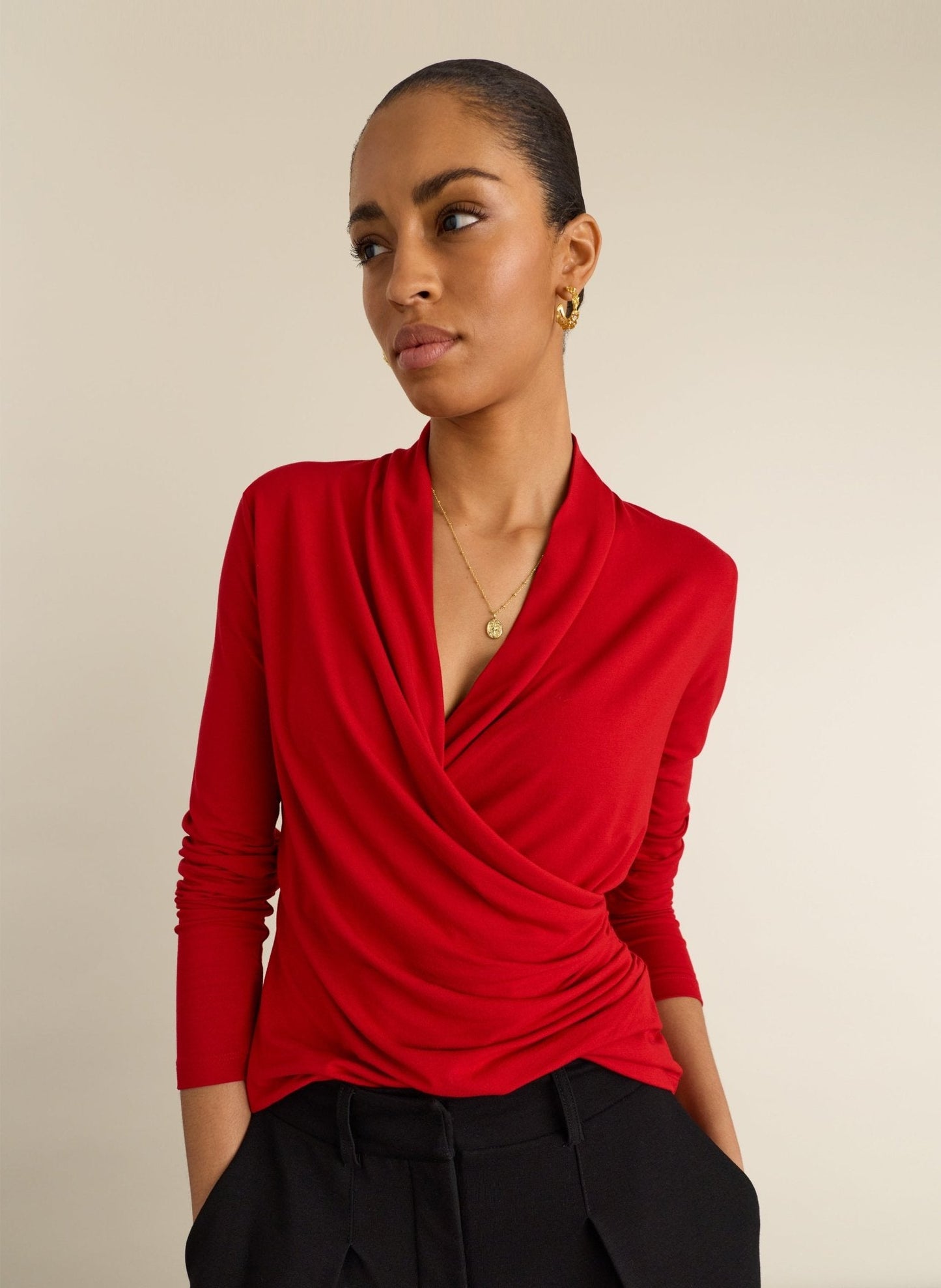 Gylda Fixed Wrap Top - Crimson