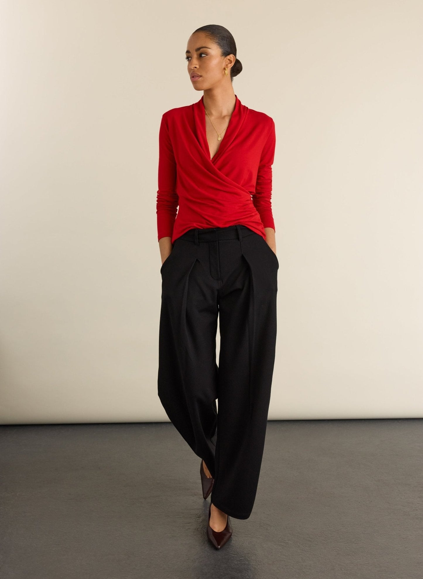 Gylda Fixed Wrap Top - Crimson