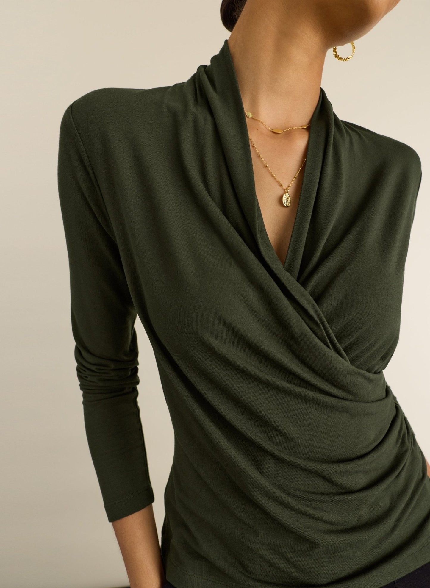 Gylda Fixed Wrap Top - Khaki