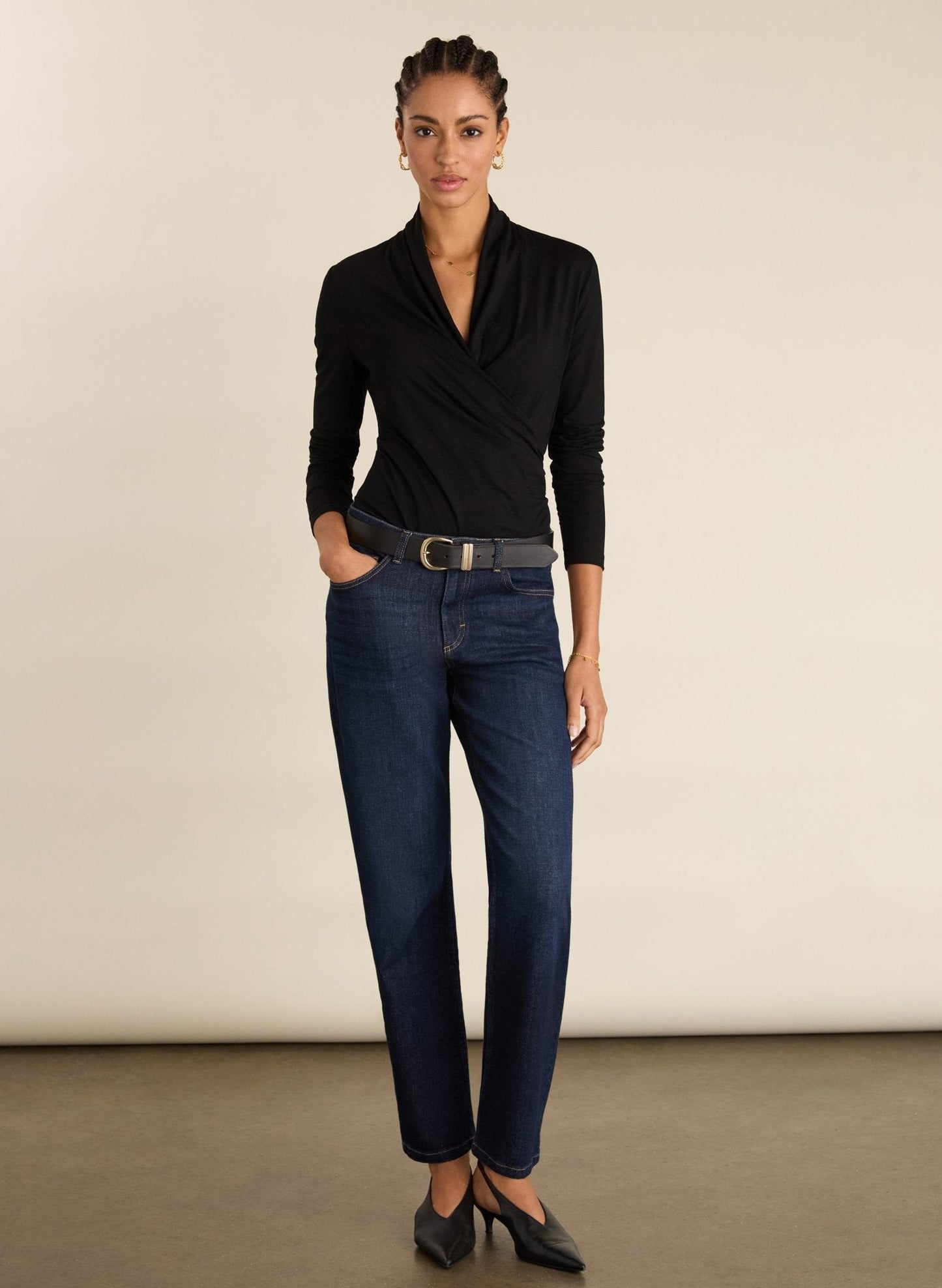 Gylda Wrap Top / Caviar Black