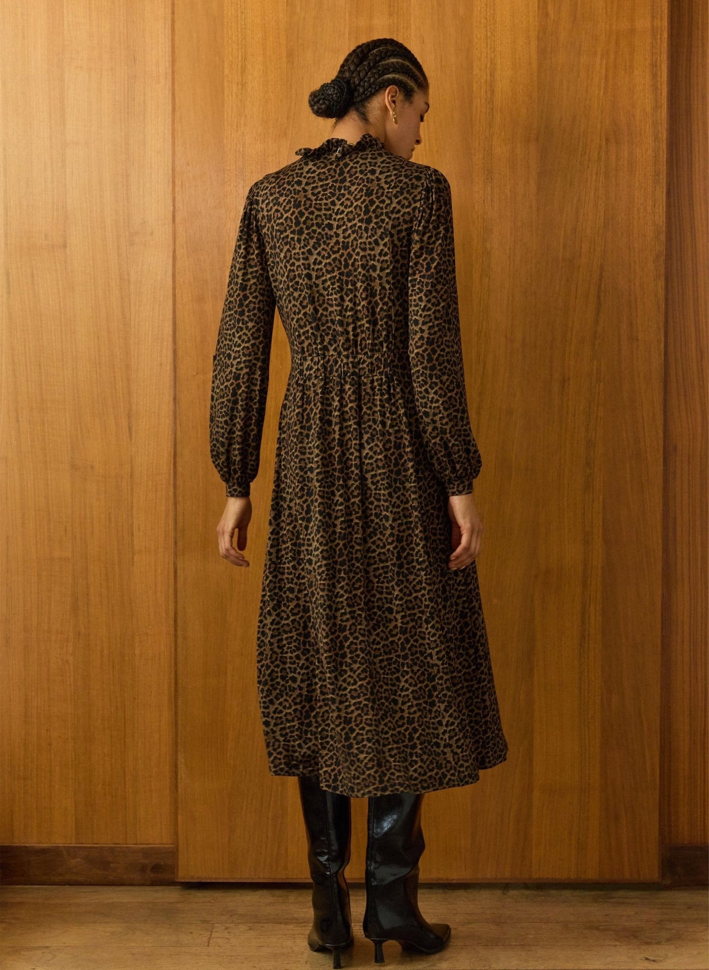 Hannah Printed Jersey Midi Dress / Chestnut Leopard