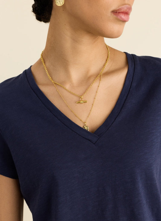 Hanorah Organic V-Neck Tee / Deep Indigo