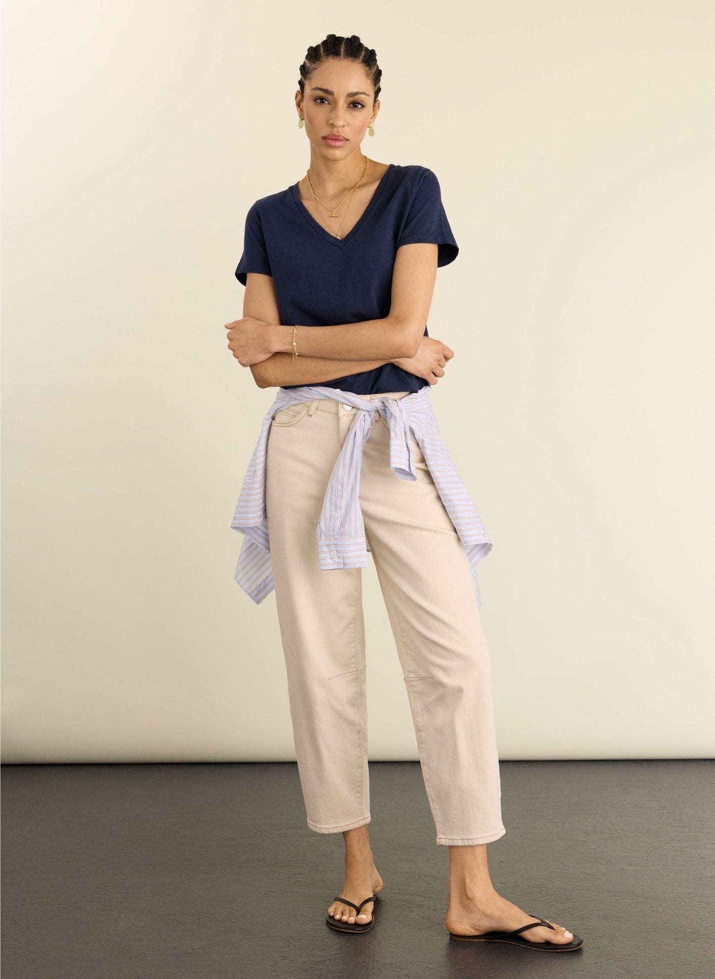 Hanorah Organic V-Neck Tee / Deep Indigo