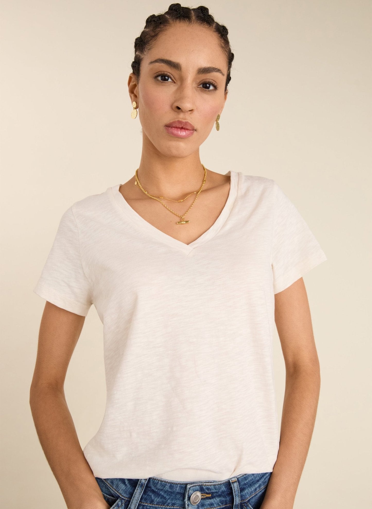 Hanorah Organic V-Neck Tee / Pure White