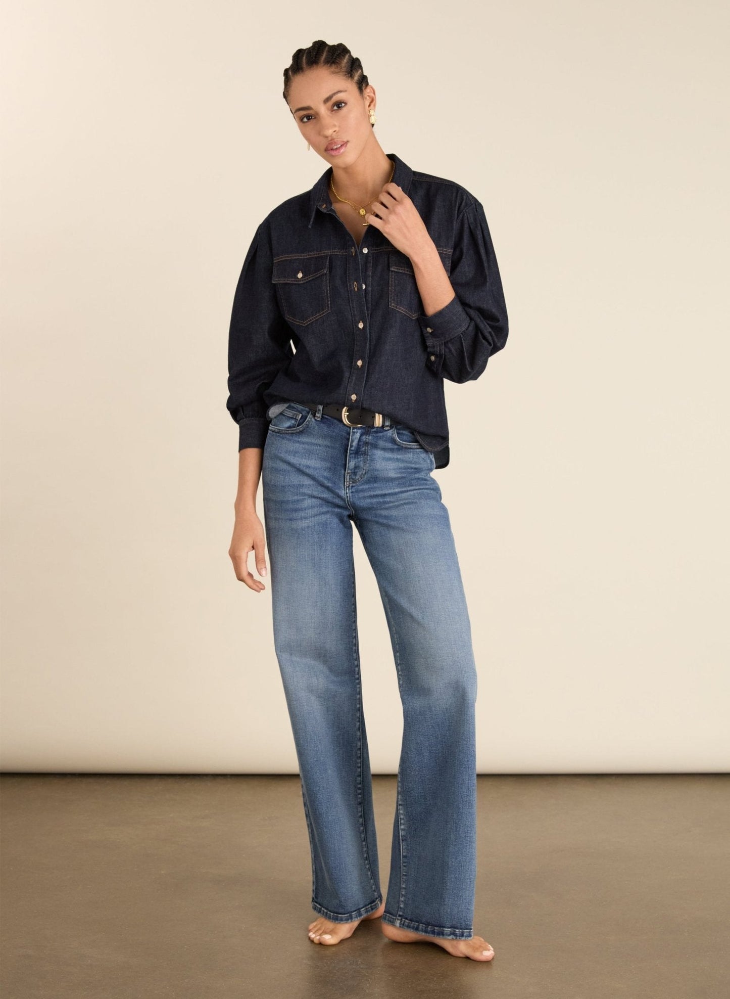Marta Organic Cotton Stretch Wide Leg Jeans - Vintage Wash
