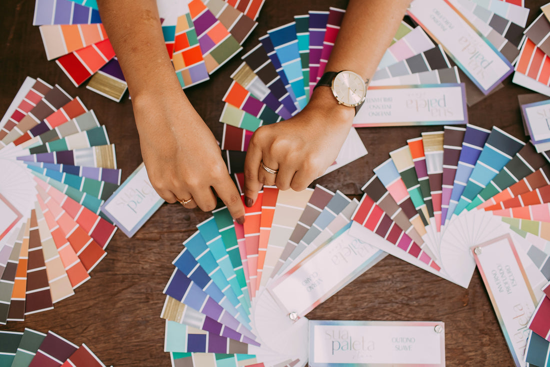 A premium fashion styling image for seasonal colour analysis