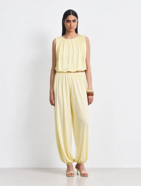 Lemon yellow harem trousers.