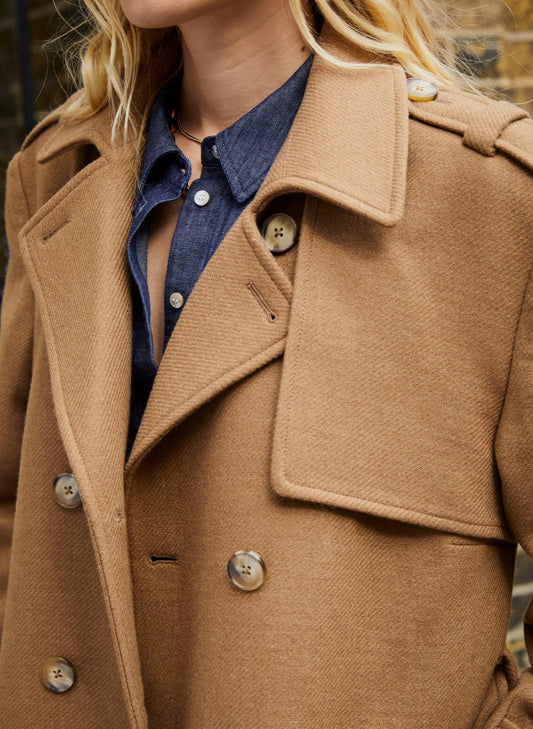 Ingrid Belted Wool Trench Coat - Taupe