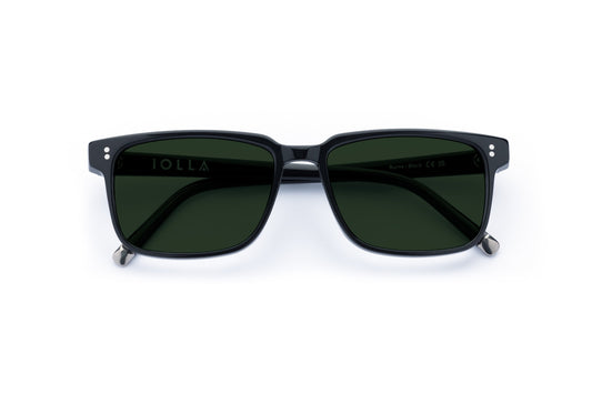 Burns Sunglasses - Black with Classic Green Lenses