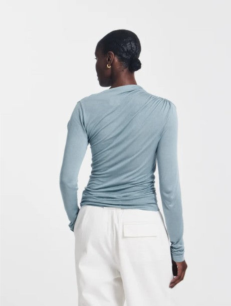 Iphis Draped Long Sleeve Top in Powder Blue