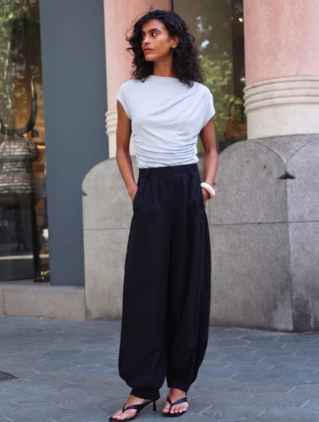 Ice blue draped t-shirt.