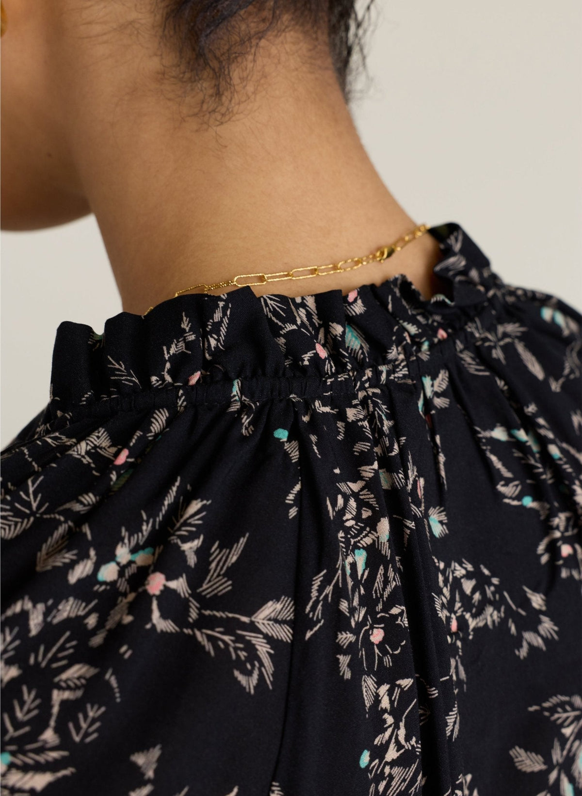 Jasmine Printed Blouse - Black Floral Sprig