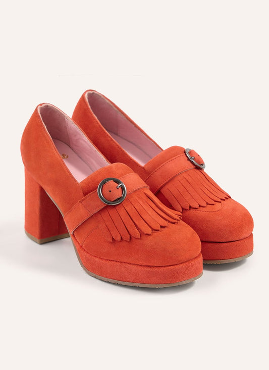 Toulouse Suede Platform Loafers - Red