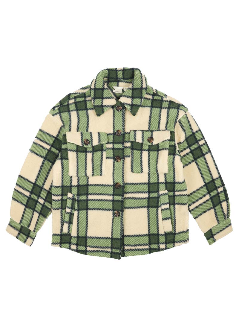 Jackie Tartan Fleece Shacket - Green