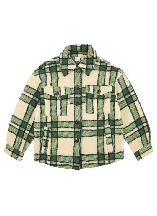 Jackie Tartan Fleece Shacket - Green