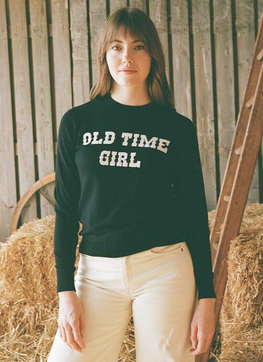 Jolene Old Time Girl Slogan Knit - Black