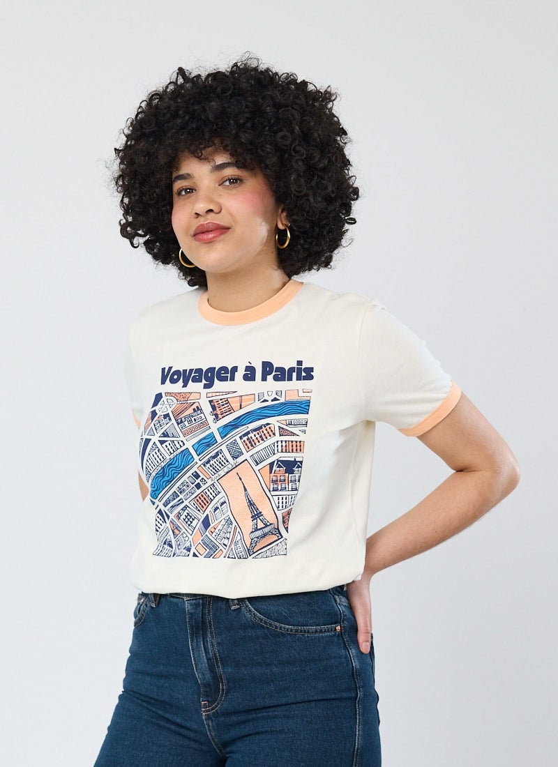 Jules Voyager Paris GraphicRinger Tee - Sustainable Organic Cotton (Cream)