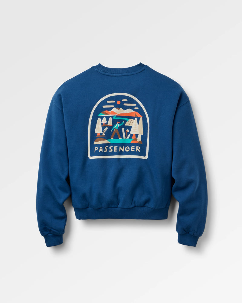 Lost Patch Relaxed Fit Sweatshirt - Blue Navy