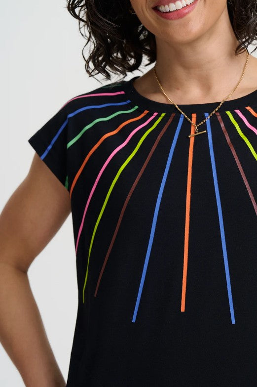 Katelyn Jersey Tunic Dress - Black, Lazer Rainbow
