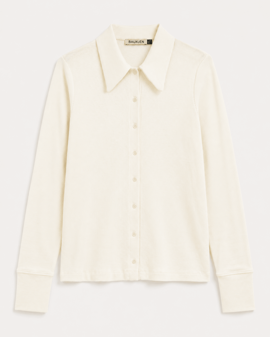 Kelly Ribbed Button-Down Top - Cream