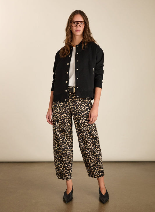 Dark leopard print jeans.
