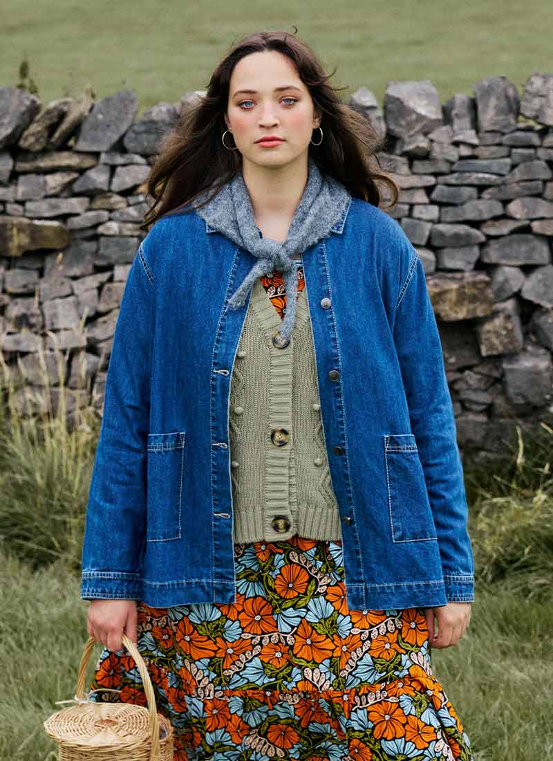 Kurt Button-Down Mid Wash Denim Jacket - Blue