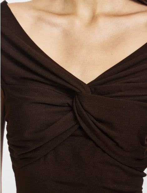Laila Twist Front Top in Bitter Chocolate