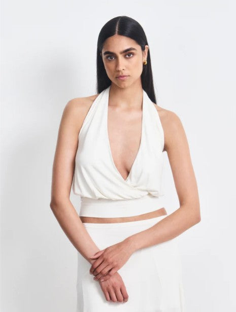 Chalk white halterneck top.