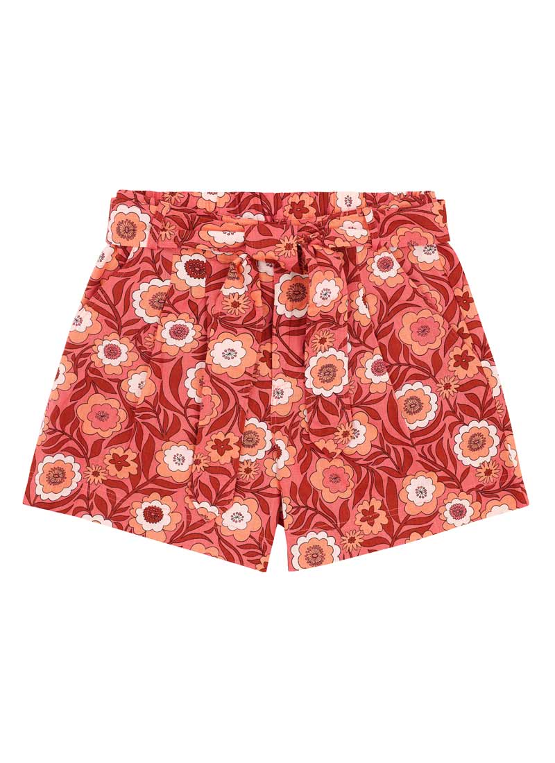 Lenny Pink Floral Print High Waist Shorts - Pink