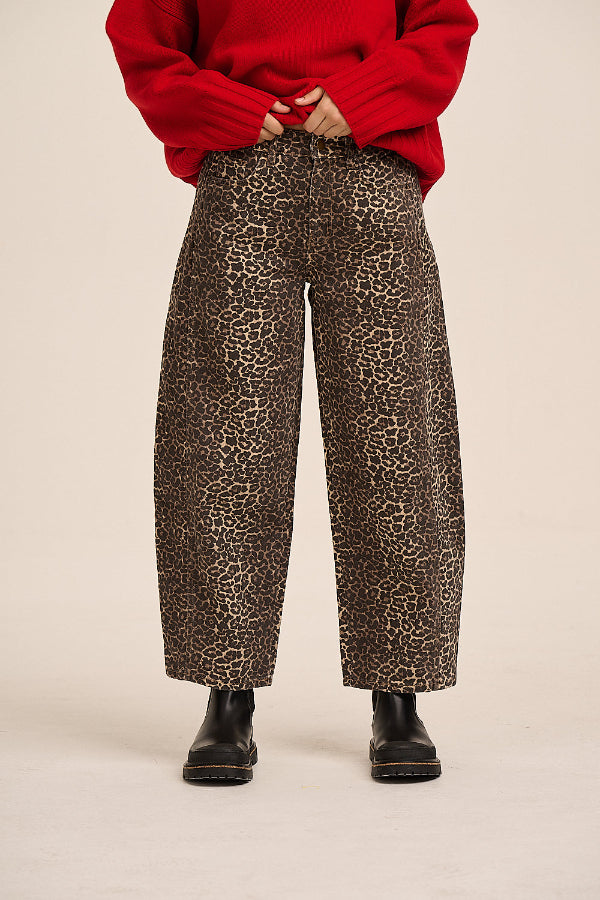 Leni Gingham Jeans - Leopard
